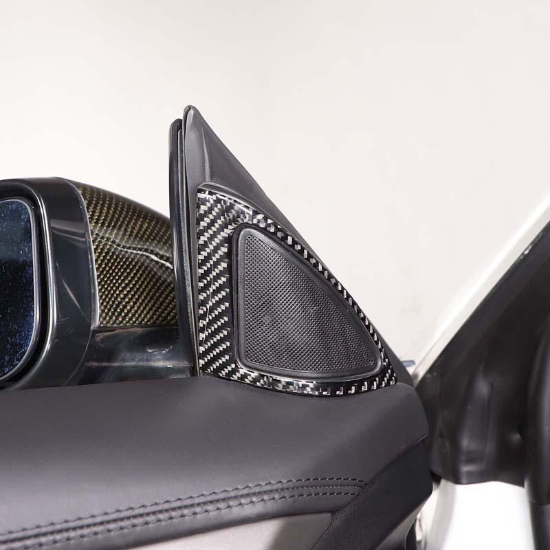 For Jaguar F-TYPE 2013- Soft Carbon Fiber Car A-pillar Horn Frame Decoration Sticker Car Interior Accessories