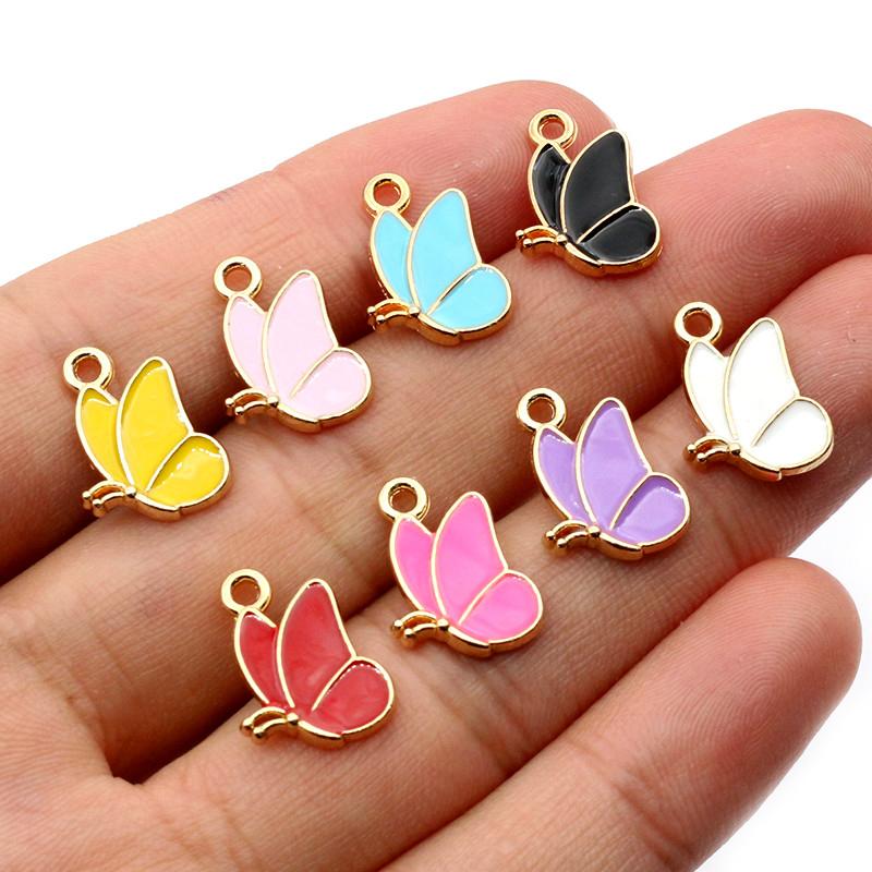 50Pcs 15x11mm Enamel Butterfly Charms Pendants Pink Red Black DIY Jewelry Making Accessories for Earrings Bracelet Necklaces