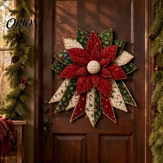 Einfache Nähbastelarbeiten für Partys Festlicher gesteppter Weihnachts-Türbehang DIY-Kit, Immergrüner Baum, 3D-gepolsterte Patchwork-strukturierte bauschige Stoffschleifen