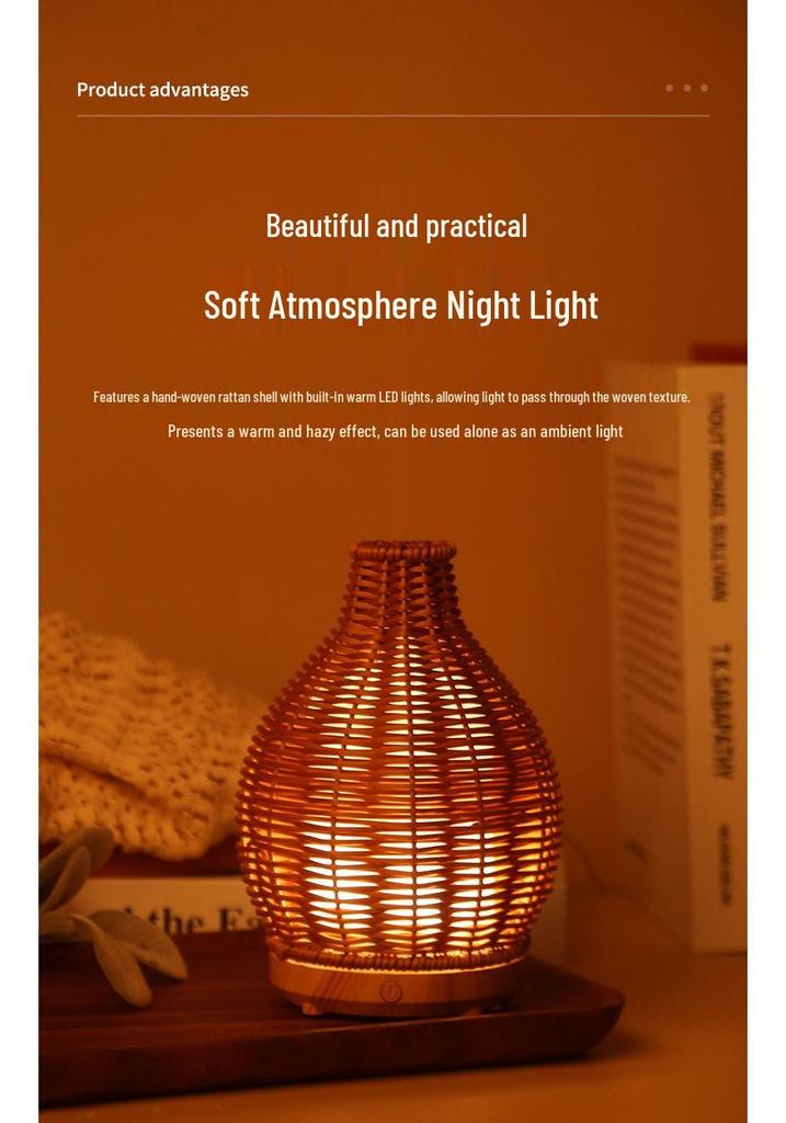 Chestnut Hollow Rattan Vase-Shaped Smart Ultrasonic Humidifier & Aroma Diffuser