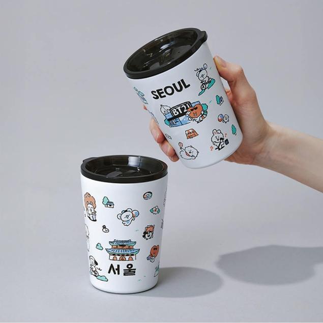 BT21 Seoul Edition Thermobecher 340ml Edelstahl Isolierbecher Offizielle Lizenz
