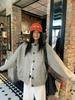 Women's Retro Grey Short Wool Coat with Stand Collar for Spring/Autumn 2025