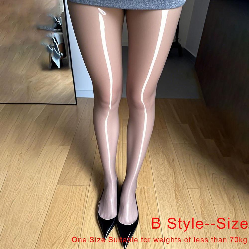1Pair Sexy Black Horse Oil Stockings Hollow Out Stockings Glossy Oil-Like Red Stockings Long Socks Tights Elastic Socks