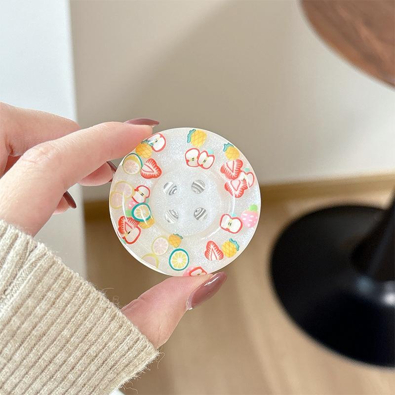 

Small Fresh Fruit Accessories Glitter Solid Color Button-Pasted Telescopic Mobile Phone Airbag Holder Desktop Drama Support