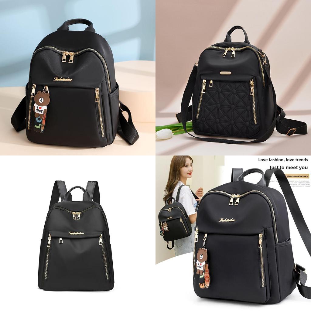 Letter Stylish Oxford Fabric Backpack For Women With Water Resistant Design And Spacious Interior For Travel
