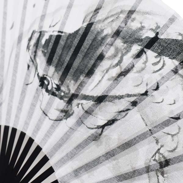large fan gift box leather strap lacquered paint Fan, Sumi-e fan, black-dyed fan, carp, bag, included, included,