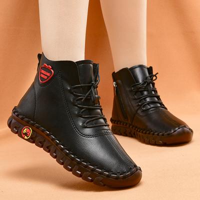 Hand-stitched Women's Shoes High-top Cotton Shoes Casual Shoes Winter Velvet Warm Soft-soled Non-slip Mother Shoes