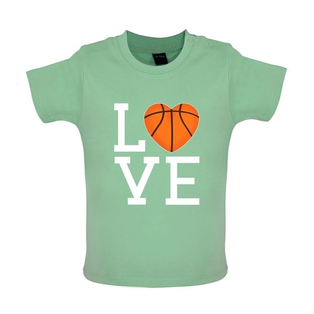 Love Heart Basketball / Babygrow Baby T-Shirt - Basketball Fan 100