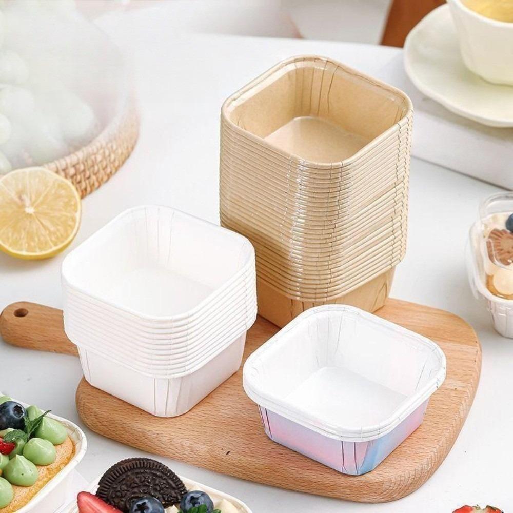 Mit transparenten Deckeln Dessert Backbecher Cupcake Verpackungswickler für 50 Stück Obstdessertstand