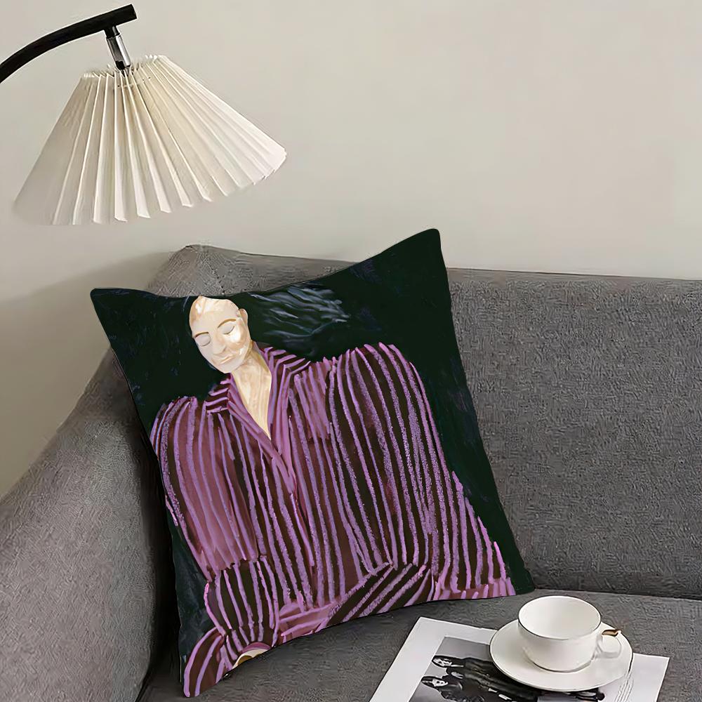 Abstract Figure Lines Girl Sofia Cushion Cover Reversible Plush Pillow Cover – For car, sofa, bedroom, perfect as a gift.