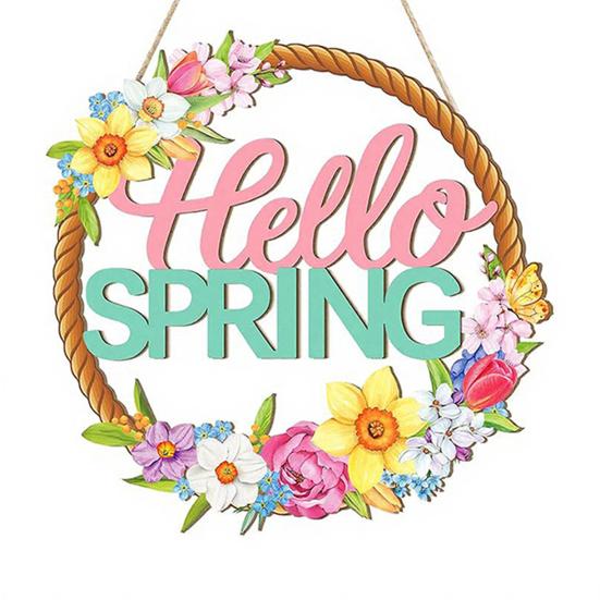 Yousheng Wooden Easter Door Wreath for Front Door Happy Easter Bunny Eggs Porch Sign for Spring Window Wall Hanging Decor