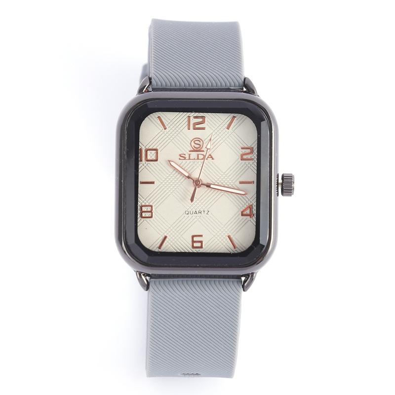 Rectangle Personality Digital Men'S Watch Student Fashion Casual Silicone Strap Quartz Watch Men