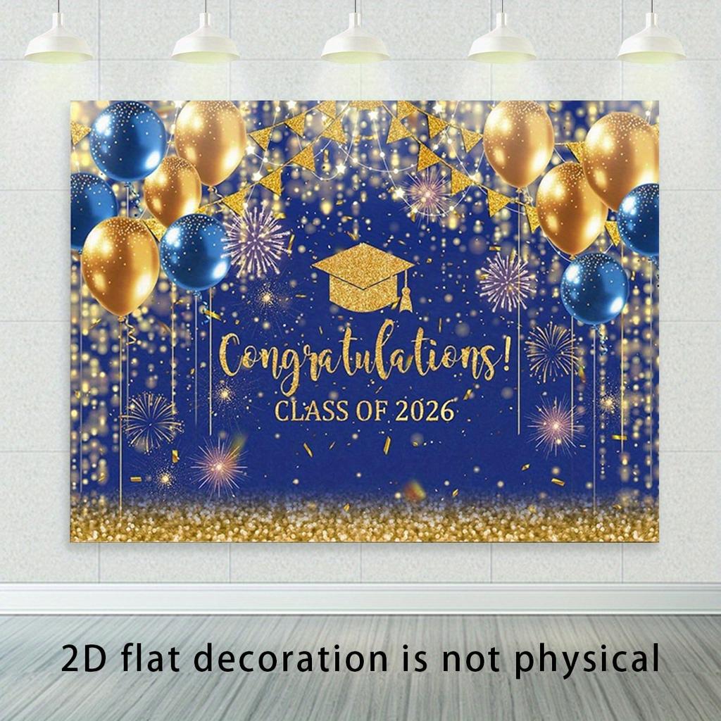 1 piece set of 2026 graduation background fabric suitable for graduation season - elegant 2D flat banner with 2026 text