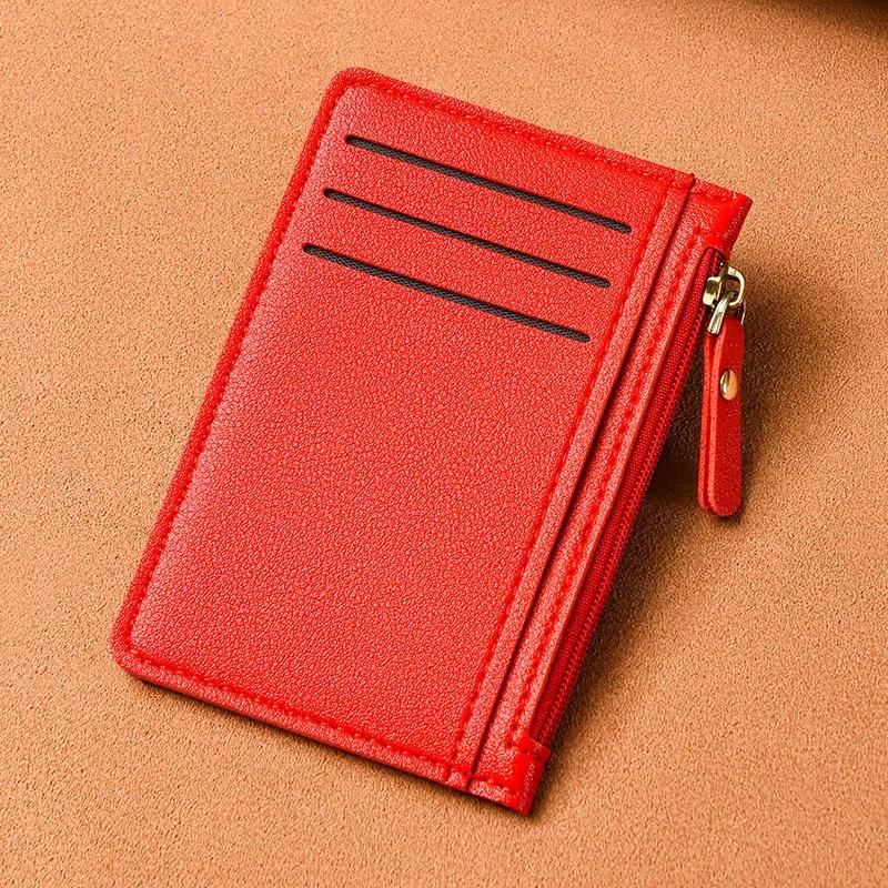 Ultra Thin Multi Slot Card Bag Women Zipper Coin Purse Coin Pouch Large Capacity ID Card Holder Credit Card Holder Badge Holder