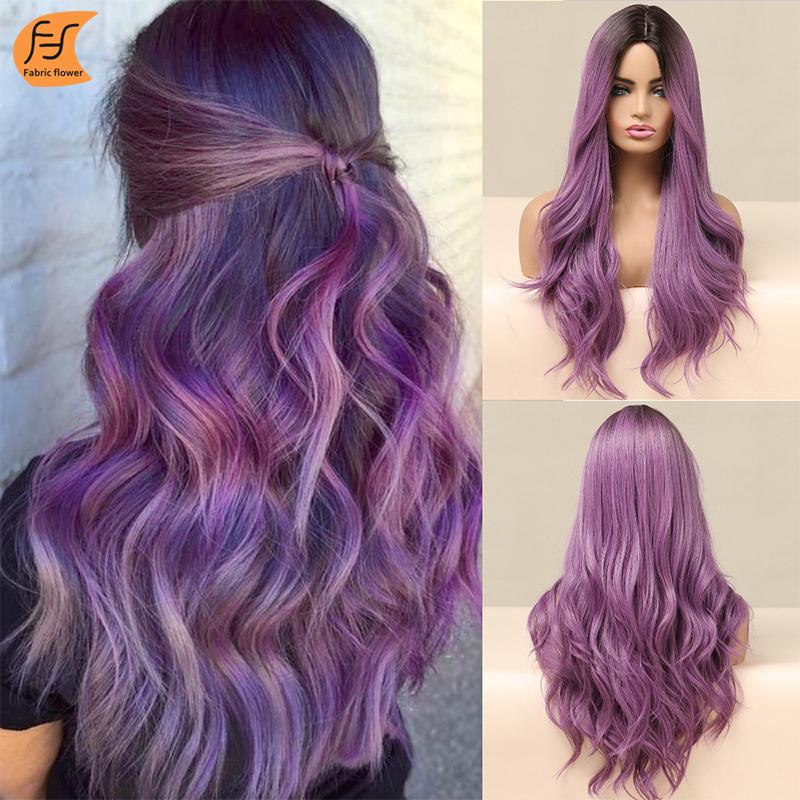 

Косплей Средний градиент Фиолетовая волна Темперамент Гладкий европейский и американский парик