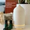 Essential Oil Diffuser Humidifier Ceramic Rhomboid Aromatherapy Diffuser Ultrasound Cool Mist Humidifier with 7 LED Lights