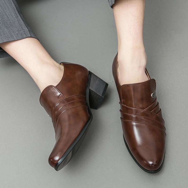 Fashion Men Formal Oxford Shoes Casual Business Office Party Loafers Men's High Heels Shoes Classic Men Shoes PU Leather Dress Shoes