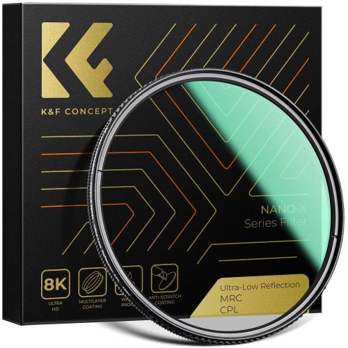 

Фильтр CPL K&F Concept 67 мм Сверхнизкое отражение 0,1% Контрастность Регулировка отражения Фильтр PL со сверхнизким отражением Высокий коэффициент пропускания 45% Круговая поляризация