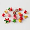 2 PCs Brass Charms 18K Gold Plated Fruit Enamel Pomegranate Peach Strawberry Apple Pendants For DIY Necklace Jewelry Making