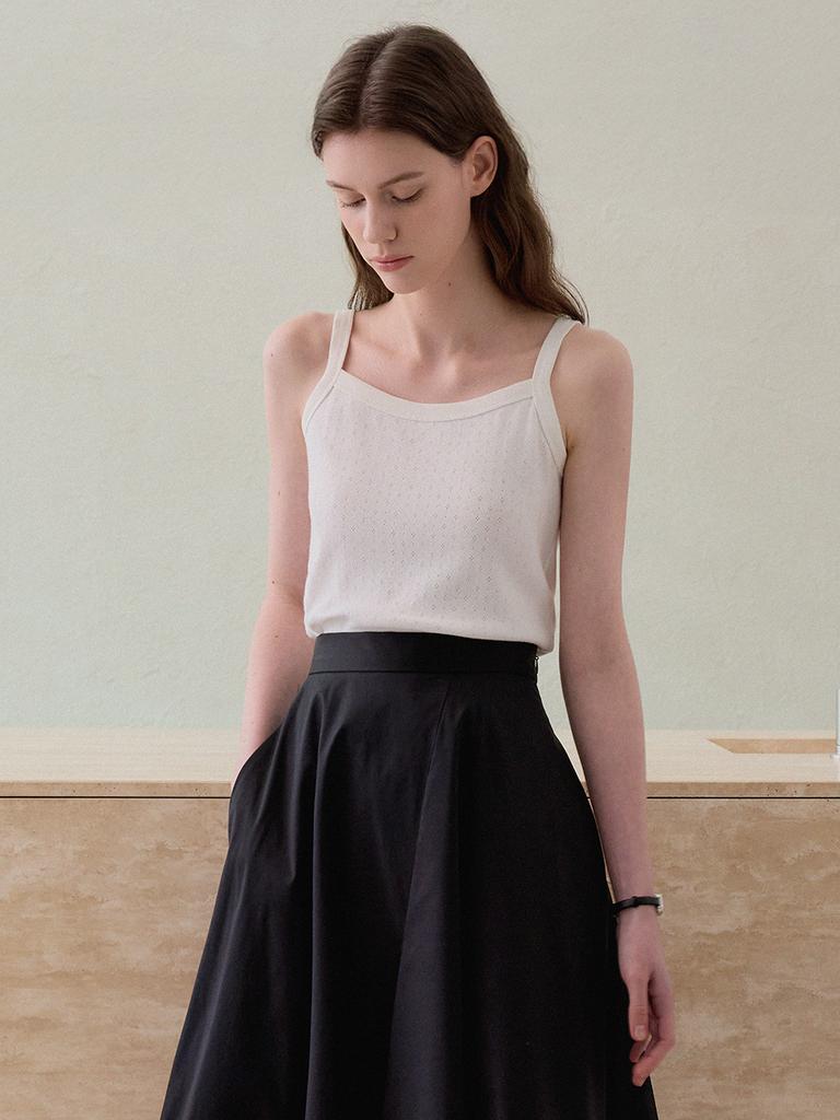 MOMET Nikki Punched Cotton Sleeveless Top Ivory