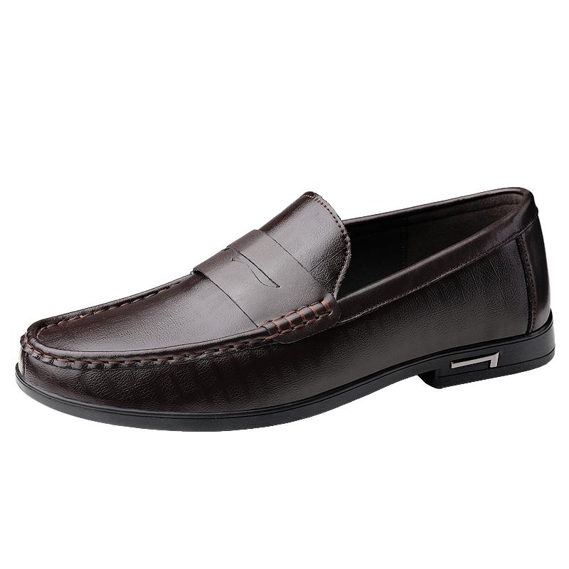 

Мужская обувь из натуральной кожи, повседневные мужские лоферы, дышащая офисная официальная обувь, мужские дизайнерские туфли без шнуровки для вождения, большие размеры 38-46 38 коричневый