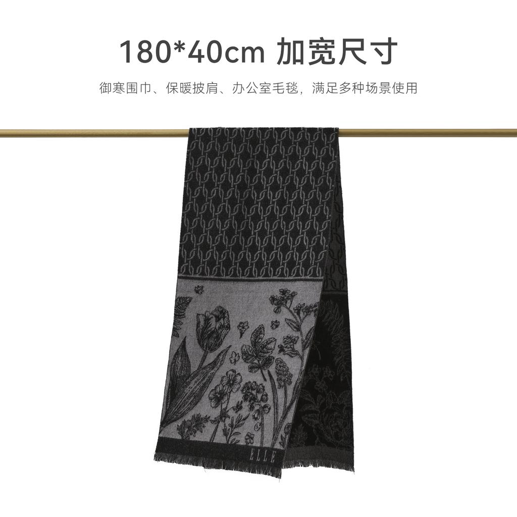 ELLE 100% Sheep Wool Flower Jacquard Scarf