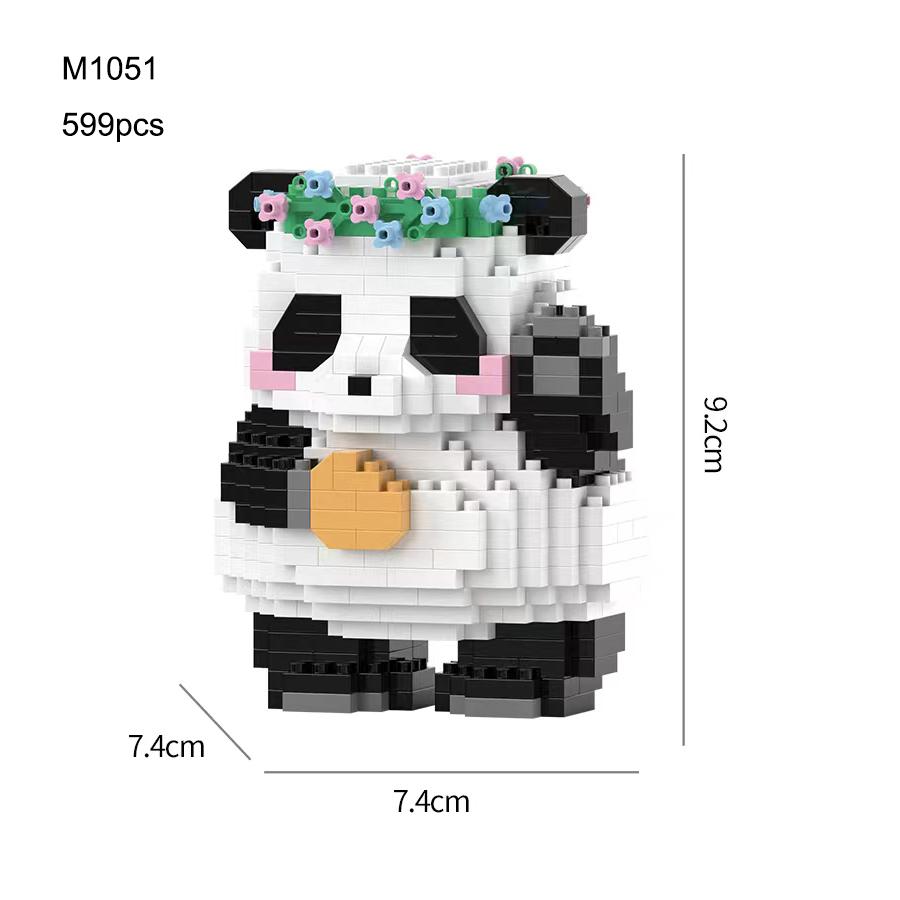 Kawaii Panda Series Micro Particle Building Block Creative Cute Animal DIY Assembled Models Bricks Toys For Kids Birthday Gifts