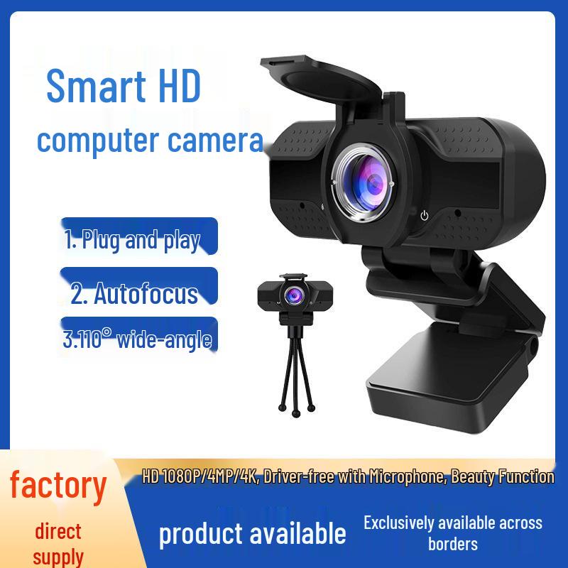1080P HD Network Camera for Video Conference, Online Class, Live Broadcast with Privacy Cover & Stand, Driver-Free.