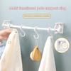 Punch-Free Curtain Rod Hooks 360 Degree Rotation Self-Adhesive Wall Bracket Clamp Shower Curtain Hanging Rod Ring Kitchen Hook