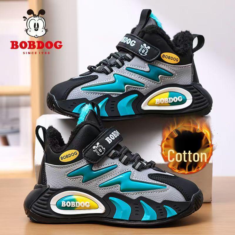 2025 Winter Babu Dou Boys  Non-slip Cotton Sports Shoes with Velvet Lining for Children Size 38