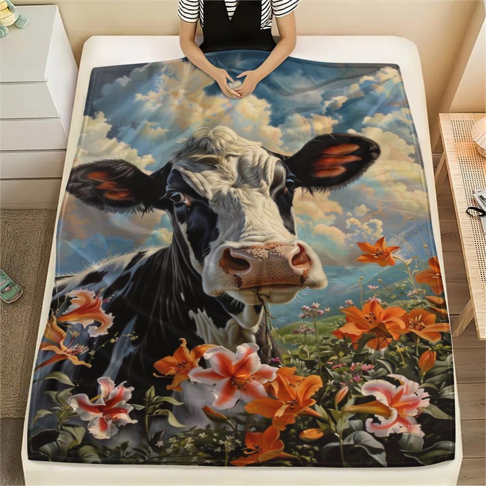 1Pc Cartoon Print Flannel Blanket, High Quality Comfortable for All Seasons, Home Decor, Warmth and Comfort, Perfect for Christmas Birthday Gift