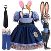 Girls Judy Bunny Police Officer Dress Zootopia 2 Bunny Costume for Kids Cosplay Dress With Accessories Fancy Outfits