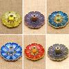 1PCS Lotus Alloy Incense Burner Stick Holder Home Buddhism Line Incense Plate Sandalwood Coil Base Temples Delicate Home Decor