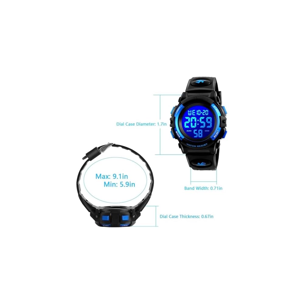 Kids Digital Sports Watch 50m Waterproof Multi-Function Boys Girls Outdoor Stylish Gift