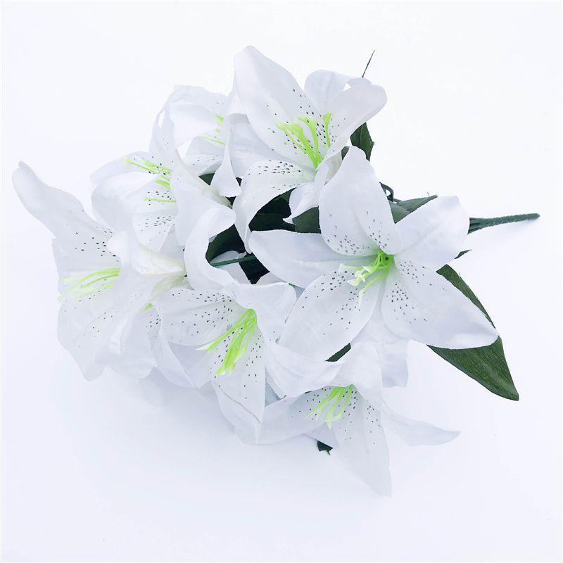 Lush 45cm 10 Heads Artificial Stargazer Lilies Silk Flower Bouquet For Vibrant Decor