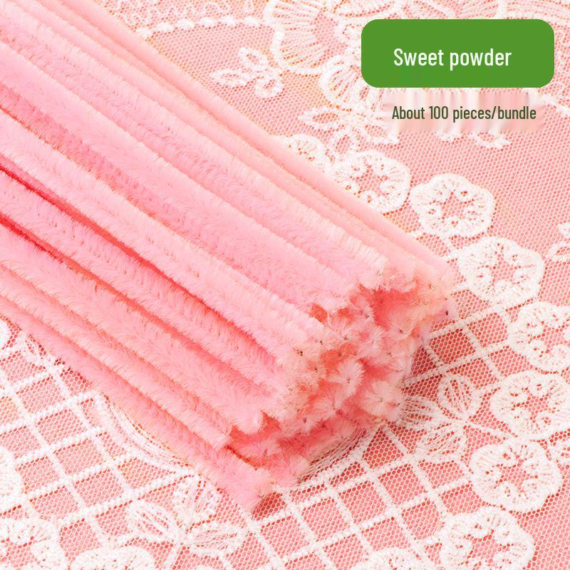 Thickened White Chenille Pipe Cleaners - Mixed Colors for DIY Bouquet Crafts
