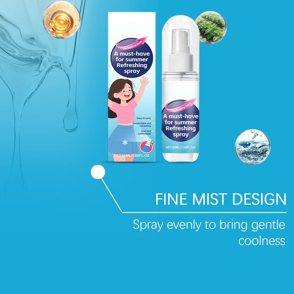 Summer Cool Spray Portable Outdoor Cool Feeling Comfortable Non-sticky Daily Care Spray 50ml