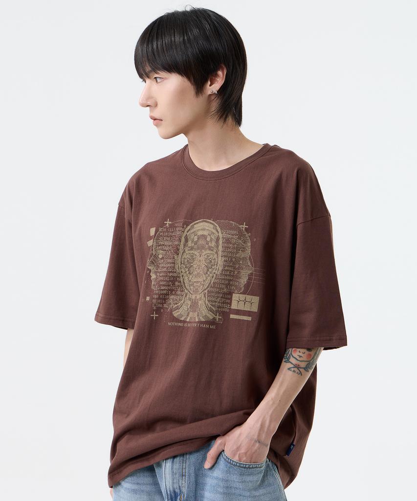 Nasttingijeubeleoldaenmi Digital Human Tee_Brown