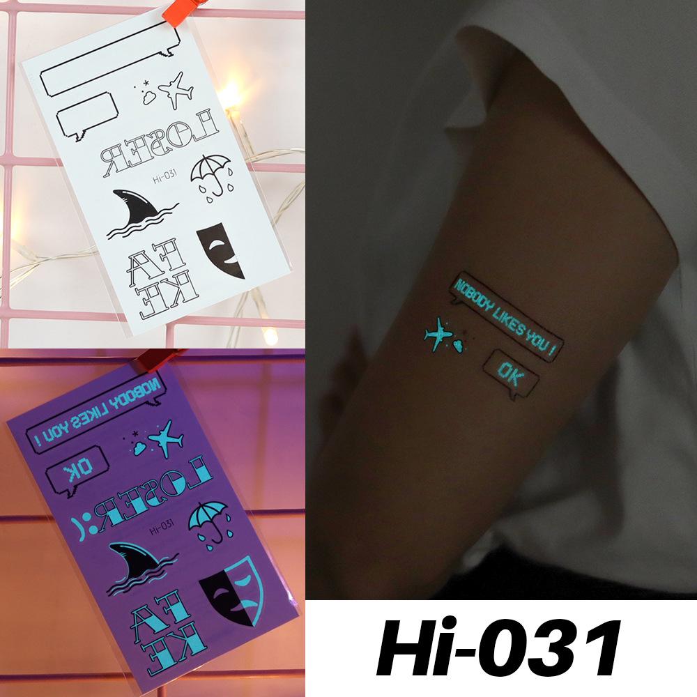 Waterproof Blue Luminous Tattoo Stickers: Snake & Butterfly Designs for Festivals
