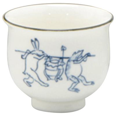 Kyo-yaki Kiyomizu-yaki Sake Cup, Approximately 6cm, Choko (Chōju Giga) Design, Blue, Made In Japan, KTA862-02