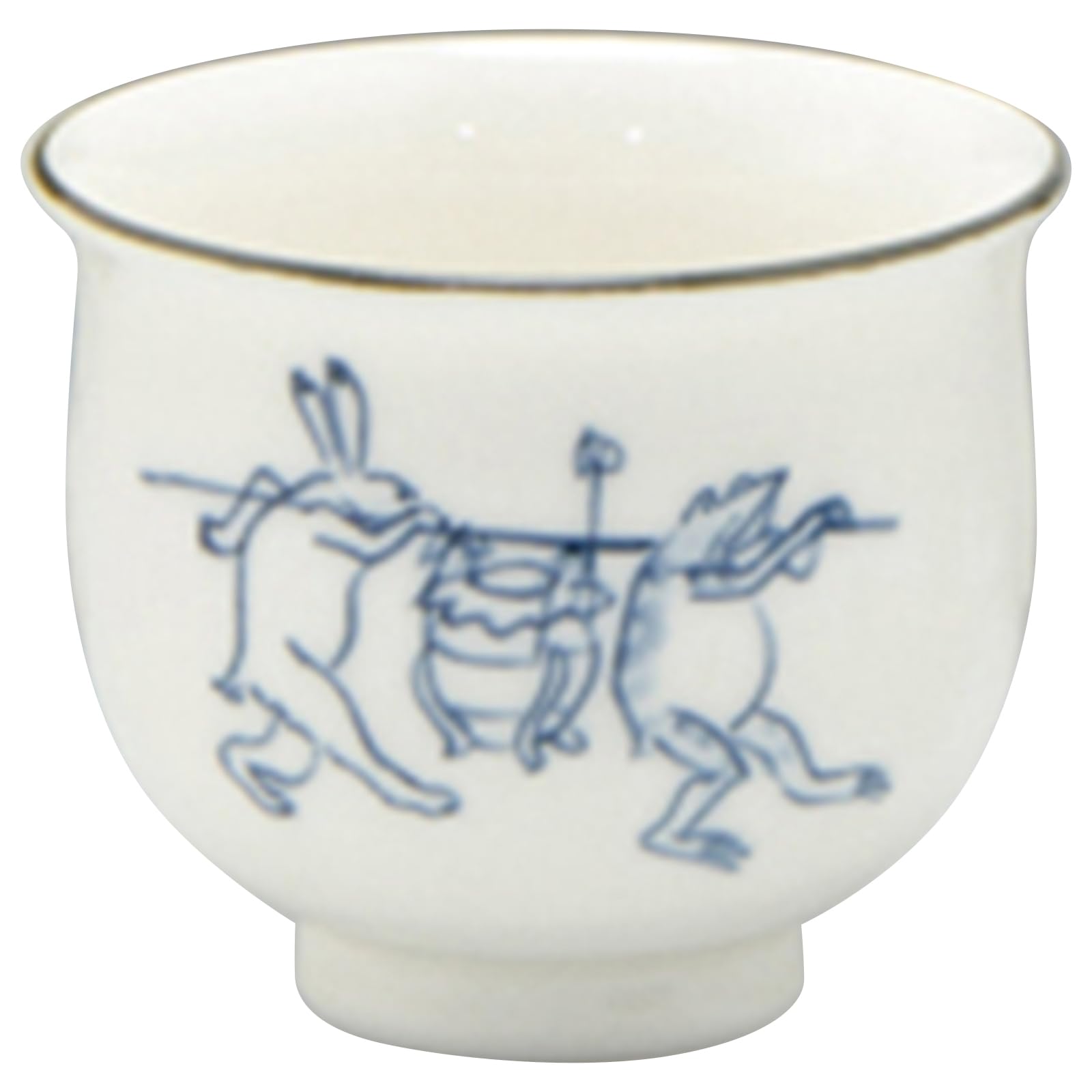 Керамическая чашка для саке Кё-яки Киёмидзу-яки, примерно 6 см, Чоко (Гига-свитки животных) Дизайн, Синий, Сделано в Японии, KTA862-02