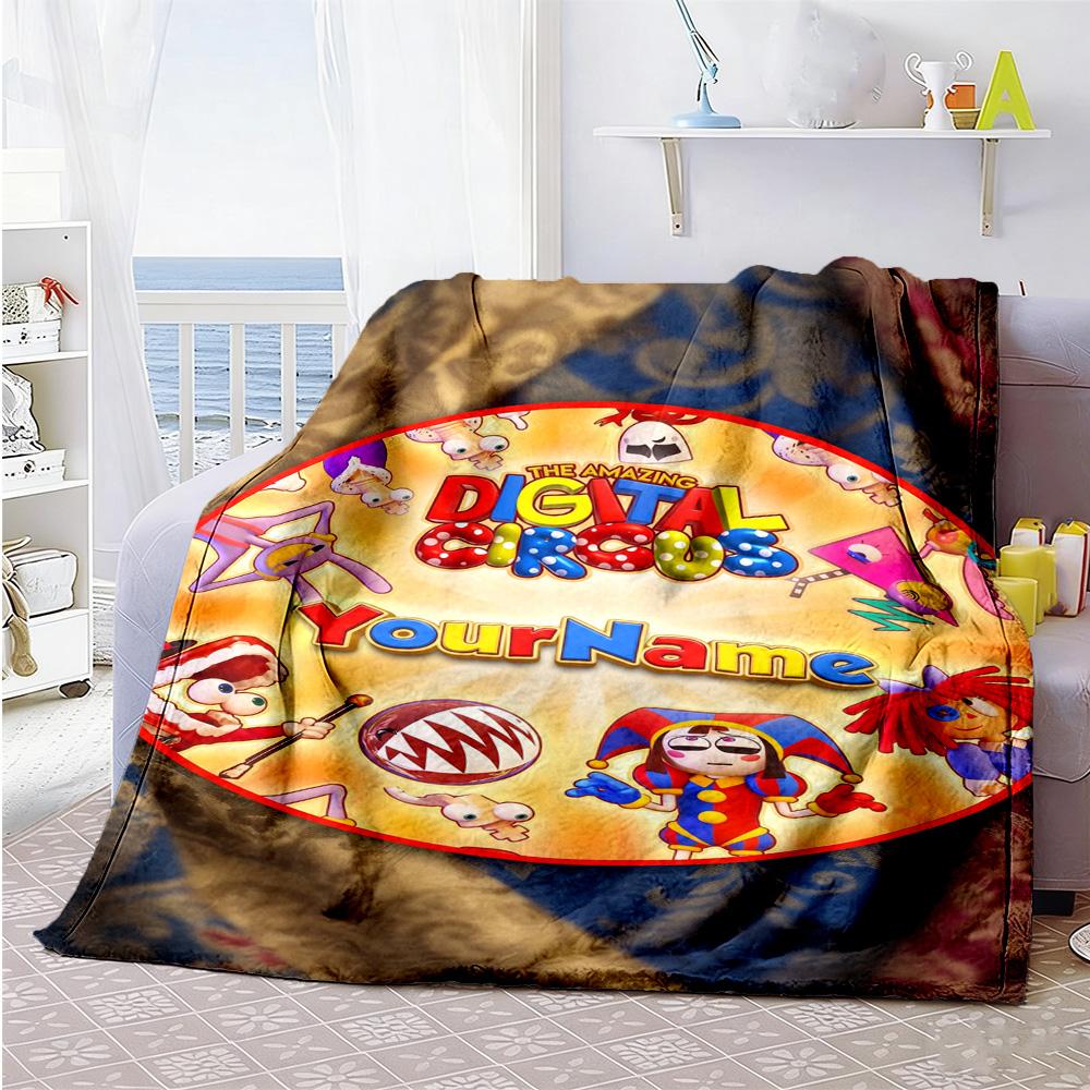 Digital Circus Personalized Name Blanket Gift Customizable Blanket Warmthful Decor Suitable for Office Chair Living Room Home Decor Livingroom