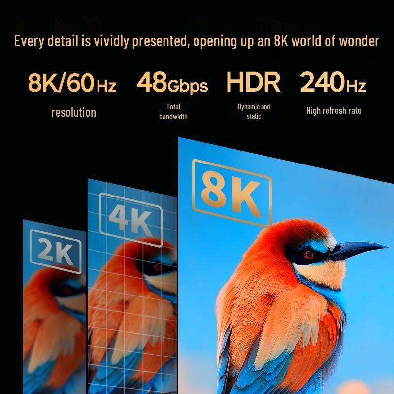 HDMI 2.1 Optical Fiber Cable for 4K/8K High-Definition Video, Monitor, TV, and Projector Connection Extension