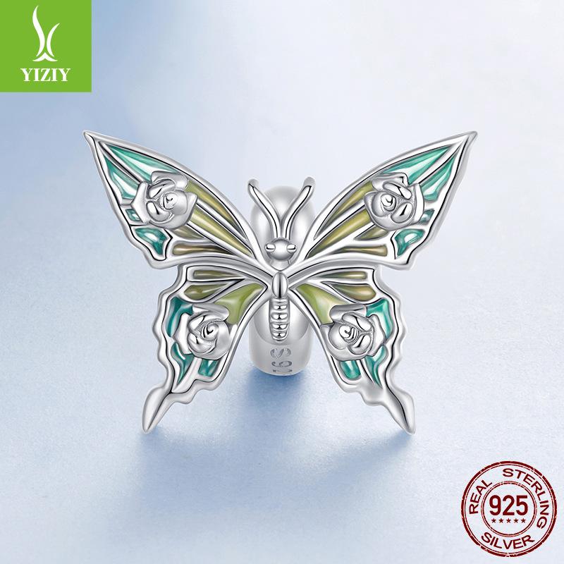 S925 Sterling Silver Symphony Butterfly Silicone Positioning Bead Diy Bracelet Beaded Jewelry Accessories
