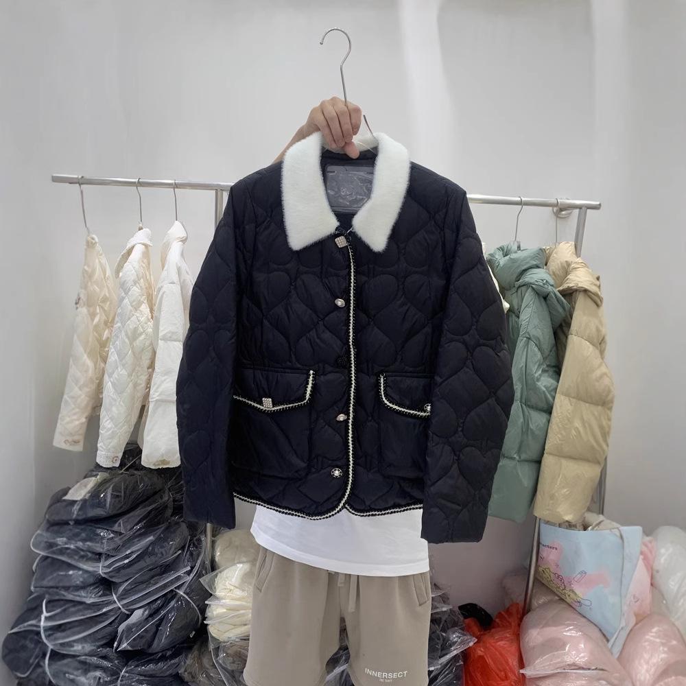 Xiaoxiangfeng light down jacket women's short winter new small lapel white duck down versatile trendy coat
