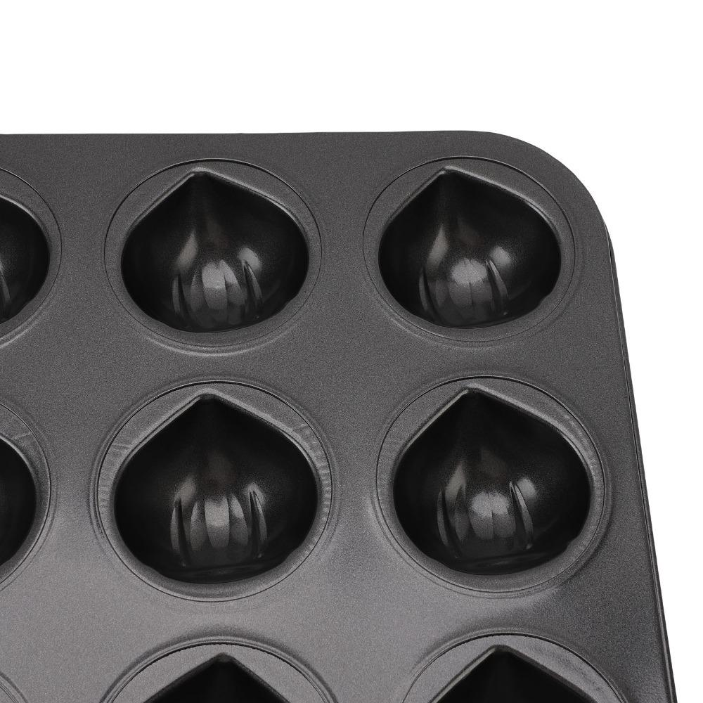 12 Cavity Muffin Cake Pan Carbon Steel Nonstick Baking Pan Reusable Chestnut Shaped Bakeware Oven серый
