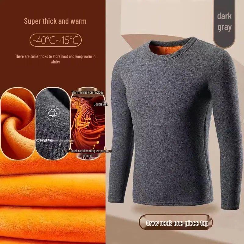 

Men s Warm Fleece Velvet Base Layer Long Sleeve T-Shirt & Pants Set 3XL (145-165 jin)