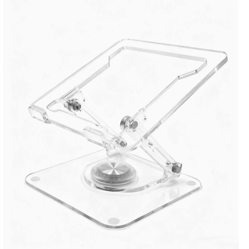 Rotating Acrylic Laptop Stand: Foldable, Height Adjustable, Transparent Cooling Structure