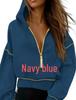 Women's Hooded Long Sleeve Half Zip Cropped Sweatshirt - Casual Autumn Winter Fashion 2026