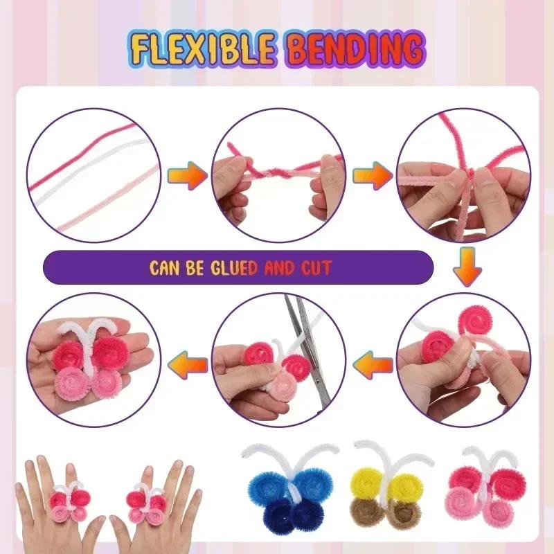 Plush Stick / Pompoms / Googly Wiggle Eyes Rainbow Colors Shilly-Stick Educational DIY Toys Art Craft Toys for Children